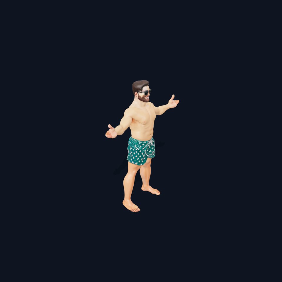 Beach Guy Character Model Rigged and Animated